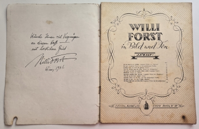 Willi Forst, Buch mit Widmung 1941